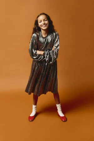 NAME IT KIDS jurk NKFRITALLICA Meisjes Polyester Ronde hals Effen