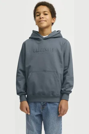 JACK & JONES JUNIOR hoodie grijs Sweater Tekst