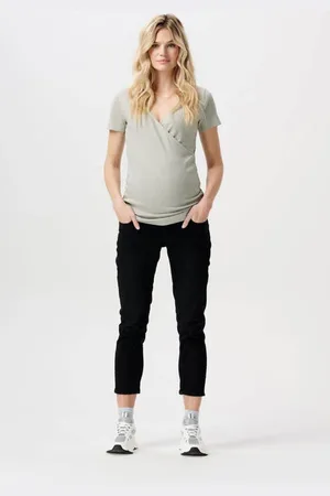 Noppies Maternity cropped zwangerschaps slim fit jeans Mila Zwart Dames Denim