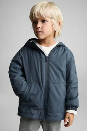MANGO Jack blauw Jas Jongens Capuchon Effen