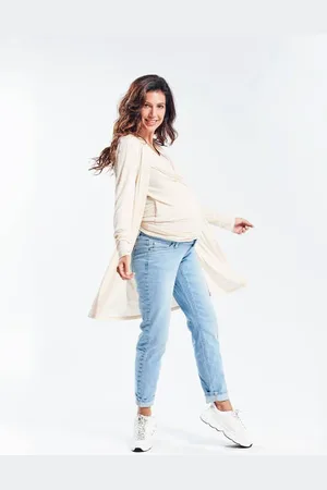 Love2wait Mom zwangerschapsjeans Norah Blauw Dames Katoen Effen