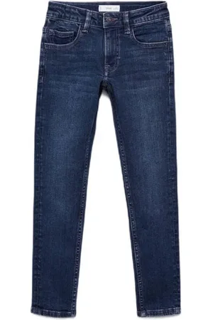 MANGO Skinny jeans dark blue denim Blauw Effen