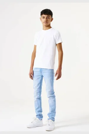 Garcia Slim fit jeans light blue denim Blauw Effen