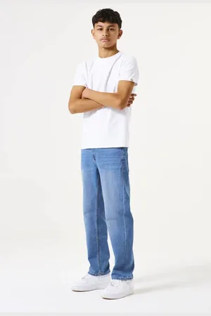 Garcia Straight leg high waist Jeans Blauw Effen