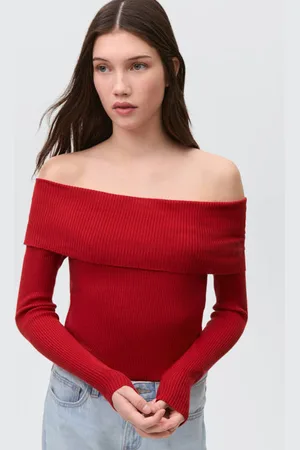MANGO Trui fijn gebreid Meisjes Viscose Off shoulder Effen