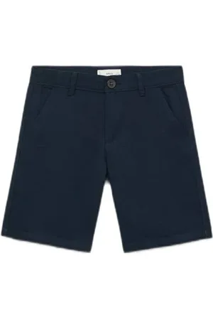 MANGO Chino short Korte broek Blauw Jongens Katoen Effen