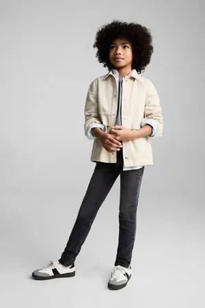 MANGO Skinny jeans grey denim Grijs Effen