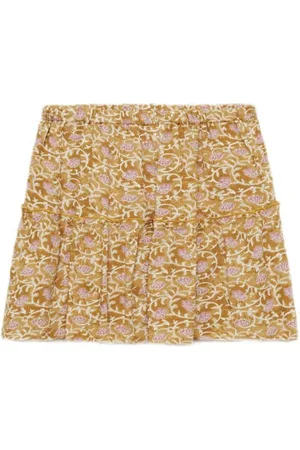 MANGO Korte rok geel Meisjes Viscose All over print