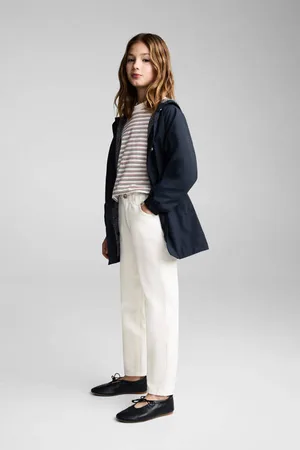 MANGO Regular waist regular fit jeans Wit Meisjes Denim Effen