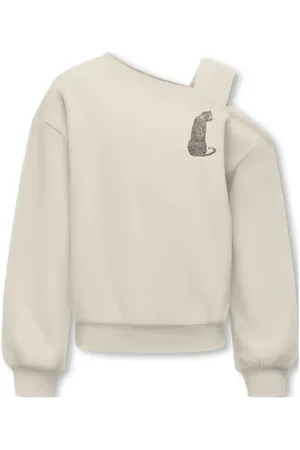 ONLY KIDS GIRL sweater ecru Grijs Panterprint