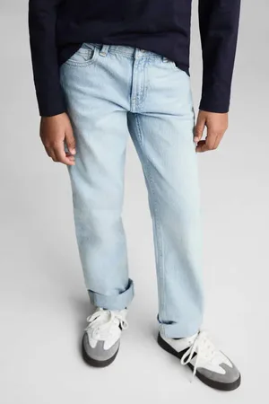 MANGO Straight leg light blue denim Jeans Blauw Effen