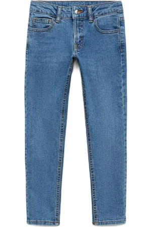 MANGO Slim fit jeans medium blue denim Blauw Effen