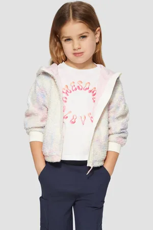 QS by s.Oliver Teddy jas ecru Meisjes Polyester Capuchon Tie