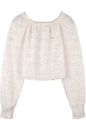NoBell Blousetop Meisjes Polyamide Boothals Effen