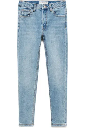 MANGO Skinny jeans light blue denim Blauw Effen