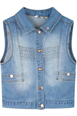 NoBell Gilet light blue denim Blauw Meisjes Stretchdenim Klassieke kraag