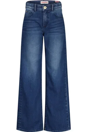 Vingino Wide leg jeans dark blue denim Blauw Effen