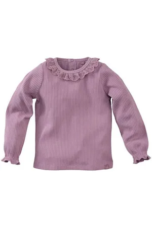 Z8 Mini longsleeve Donatella met ruches Paars Meisjes Katoen Ronde hals