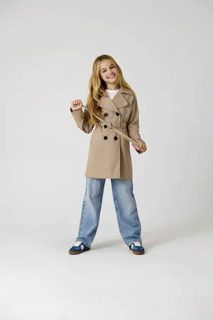 ONLY KIDS GIRL trenchcoat zand Jas Beige Meisjes Polyester Reverskraag