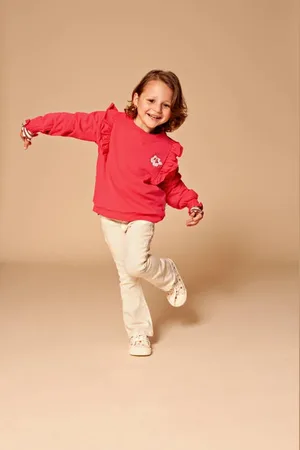 Stains&Stories Flared broek ecru Meisjes Katoen Effen