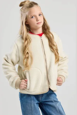 America today Fleecevest beige Meisjes Polyester Ronde hals Effen