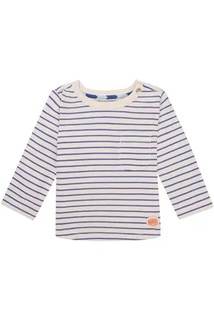 Noppies Baby longsleeve blauw Jongens Katoen Ronde hals Streep