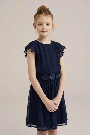 WE Fashion Korte jurk Meisjes Polyester Ronde hals Effen