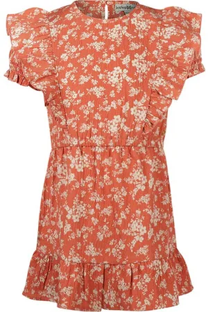 Koko Korte jurk oranje Meisjes Polyester Ronde hals Bloemen