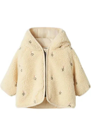 Lil Atelier BABY baby teddy jas NBFNALO met bloemen Beige Meisjes Polyester Capuchon