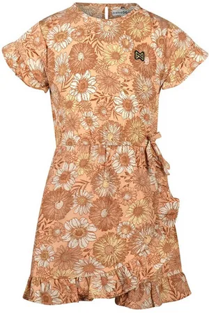 Koko Korte jurk oranje Meisjes Polyester Ronde hals Bloemen