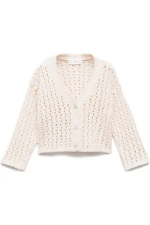 MANGO Gebreid vest beige Meisjes Katoen V