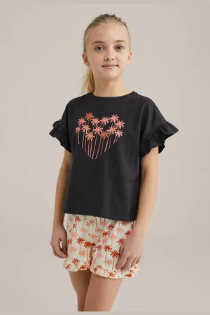 WE Fashion Pyjama multi Meisjes Katoen Ronde hals All over print
