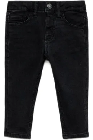 MANGO Skinny jeans black denim Zwart Jongens Stretchdenim Effen
