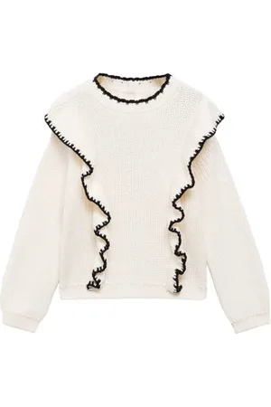 MANGO Trui beige gebreid Meisjes Katoen Ronde hals Meerkleurig