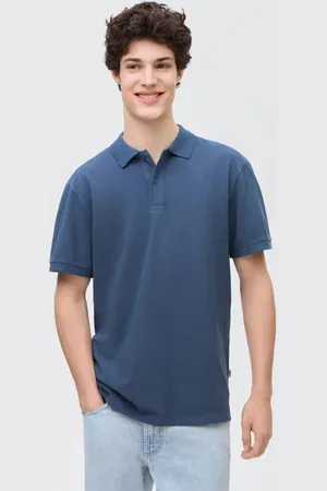 MANGO Polo blauw Jongens Katoen Polokraag Effen