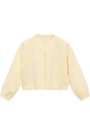 MANGO Vest fijn gebreid Meisjes Katoen Ronde hals Stip