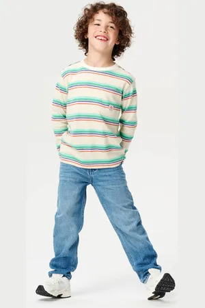 Noppies Kids longsleeve groen Jongens Katoen Ronde hals Streep