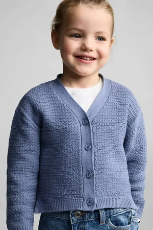 MANGO Vest blauw gebreid Meisjes Katoen V