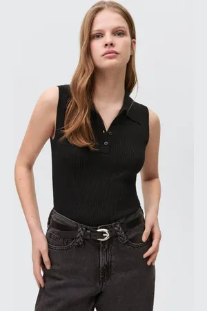 MANGO Mouwloze top Meisjes Viscose Klassieke kraag Effen