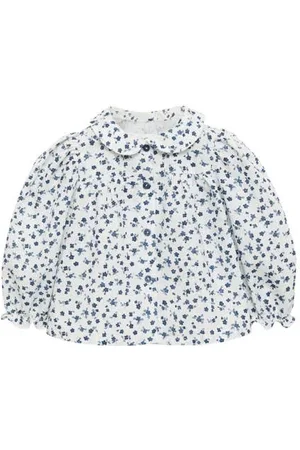 MANGO Blousetop wit Meisjes Katoen Peter Pan
