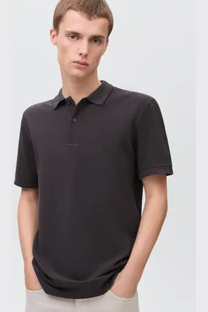 MANGO Polo Grijs Jongens Katoen Polokraag Effen