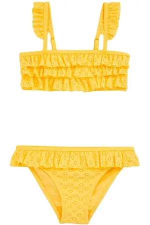 WE Fashion Bikini met smockwerk en ruches Meisjes Polyester