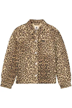 Garcia Spijkerjas beige Meisjes Stretchdenim Klassieke kraag Panterprint