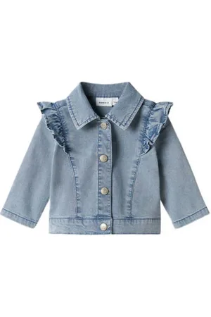 NAME IT BABY spijkerjas Blauw Meisjes Lyocell Klassieke kraag