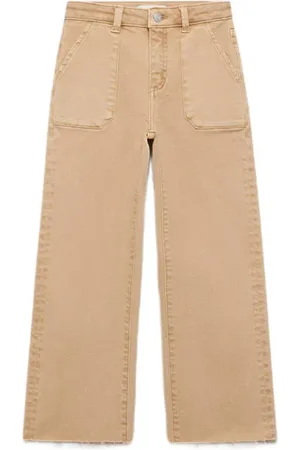 MANGO Wide leg jeans bruin Meisjes Denim Effen