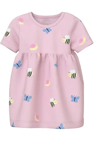 NAME IT BABY korte jurk Meisjes Stretchkatoen Ronde hals Effen