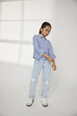 ONLY KIDS GIRL loose fit jeans KOGDAD met slijtage Groen