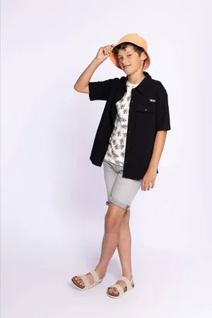 No Way Monday Denim short grey denim Korte broek Grijs Jongens Stretchdenim