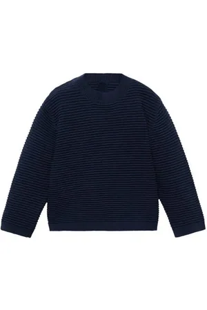 MANGO Trui gebreid Blauw Jongens Katoen Ronde hals Effen