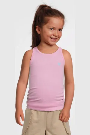 Quapi Singlet roze Meisjes Katoen Ronde hals Effen